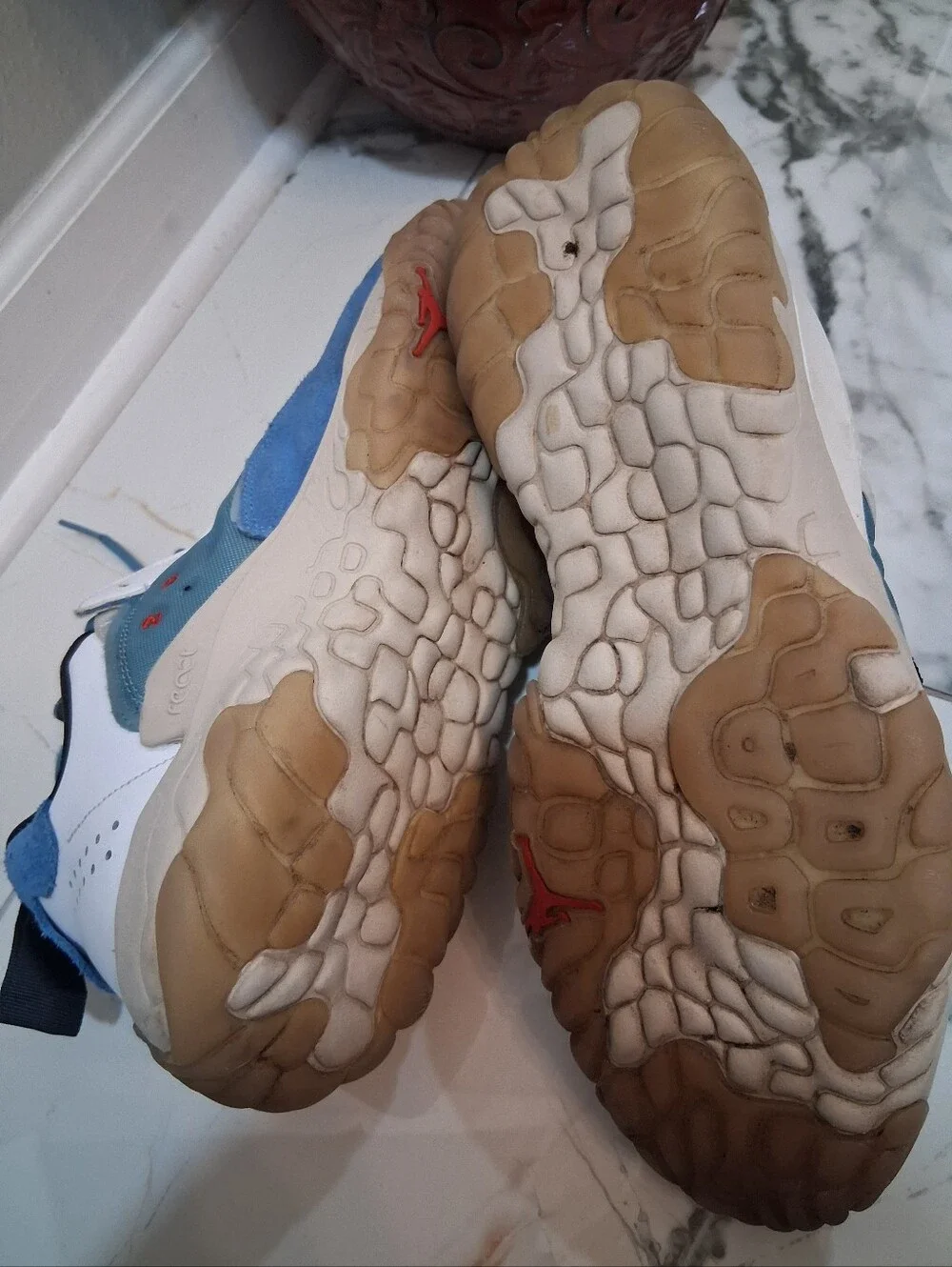 Jordan Kids Teal Blue and White Sneakers with Gum Sole